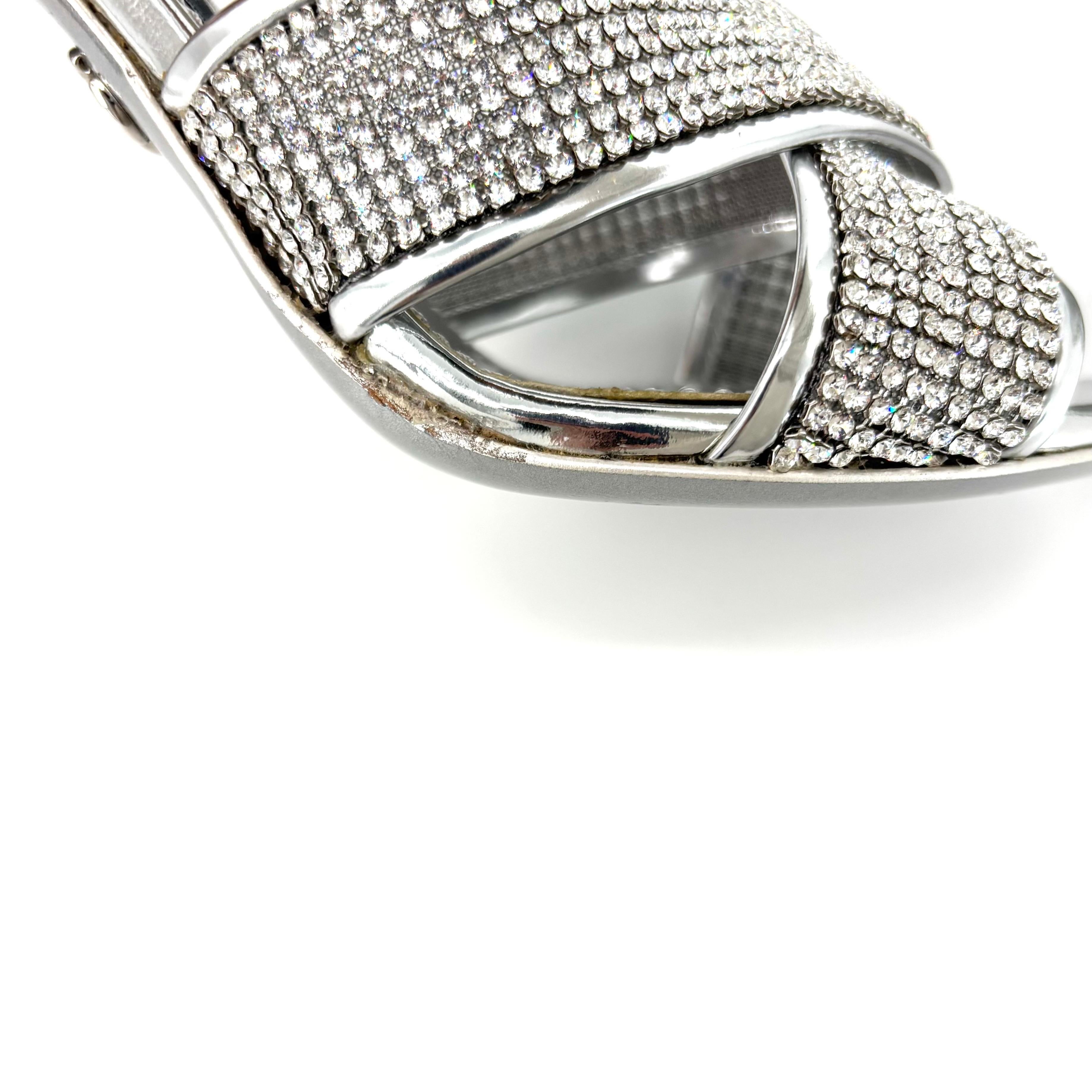 Dolce & Gabbana Kiera Crystal Mesh Mule Slip On Crossover Sandals 37 in vendita 4