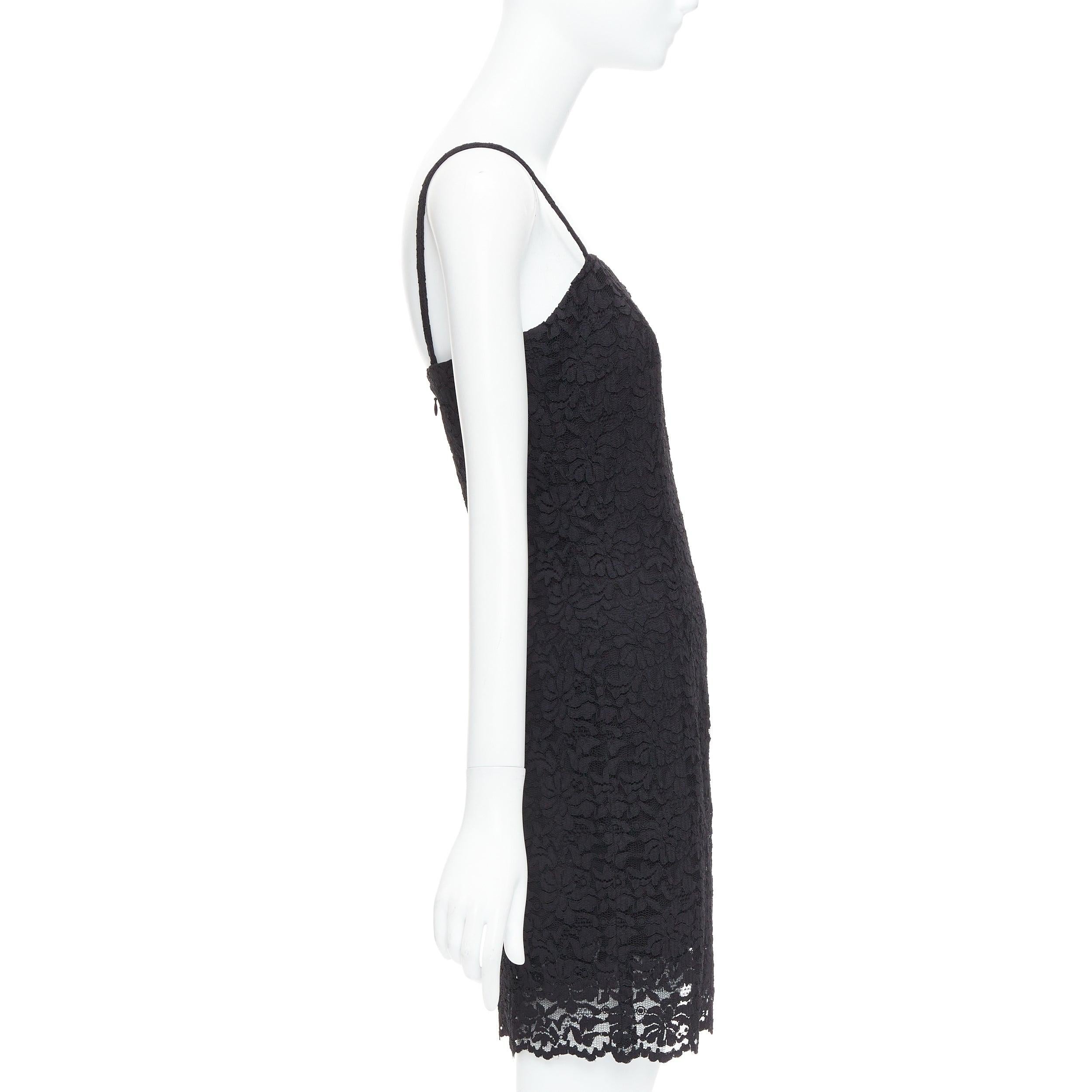 DOLCE GABBANA KIM Cordonetto black lace spaghetti strap slip dress IT40 S In Excellent Condition For Sale In Hong Kong, NT