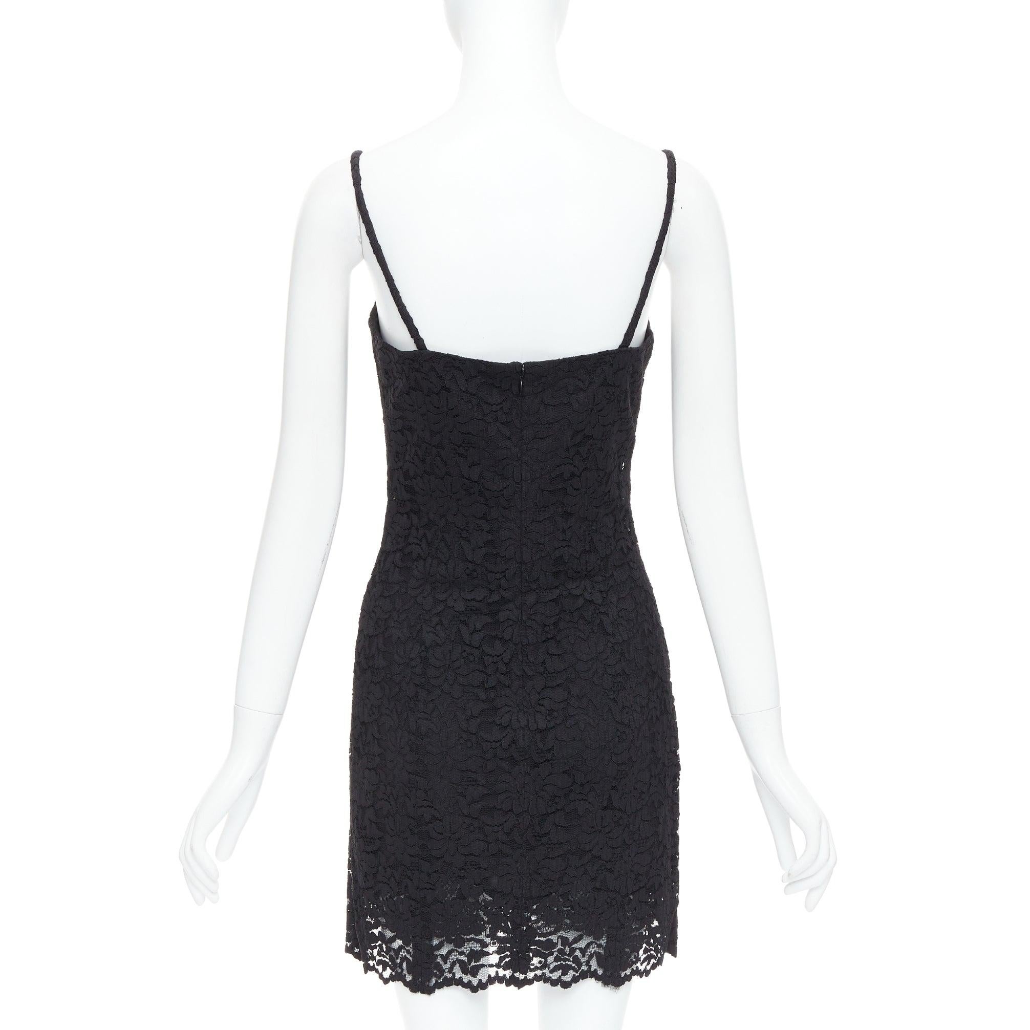 Women's DOLCE GABBANA KIM Cordonetto black lace spaghetti strap slip dress IT40 S For Sale