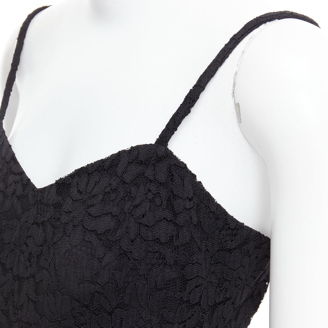 DOLCE GABBANA KIM Cordonetto black lace spaghetti strap slip dress IT40 S For Sale 2