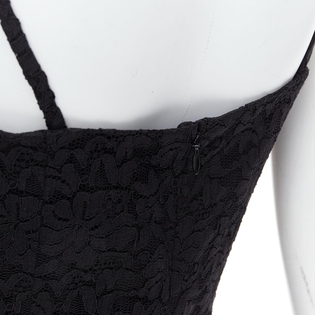 DOLCE GABBANA KIM Cordonetto black lace spaghetti strap slip dress IT40 S For Sale 3