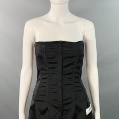 DOLCE & GABBANA KIM Size 4 Black White Acetate Blend Strapless Cargo Jumpsuit