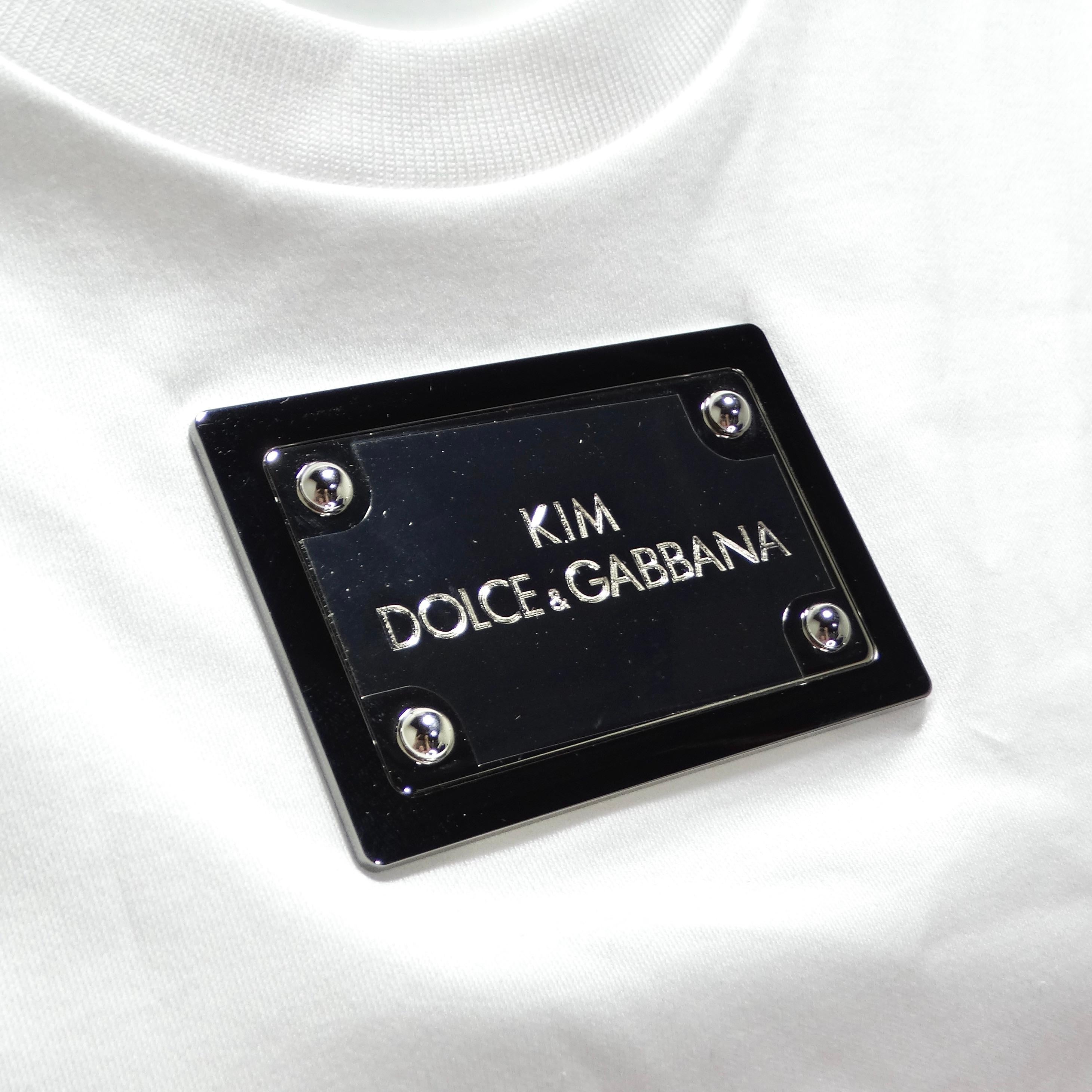 Women's or Men's Dolce & Gabbana Kim White Cropped T-Shirt For Sale