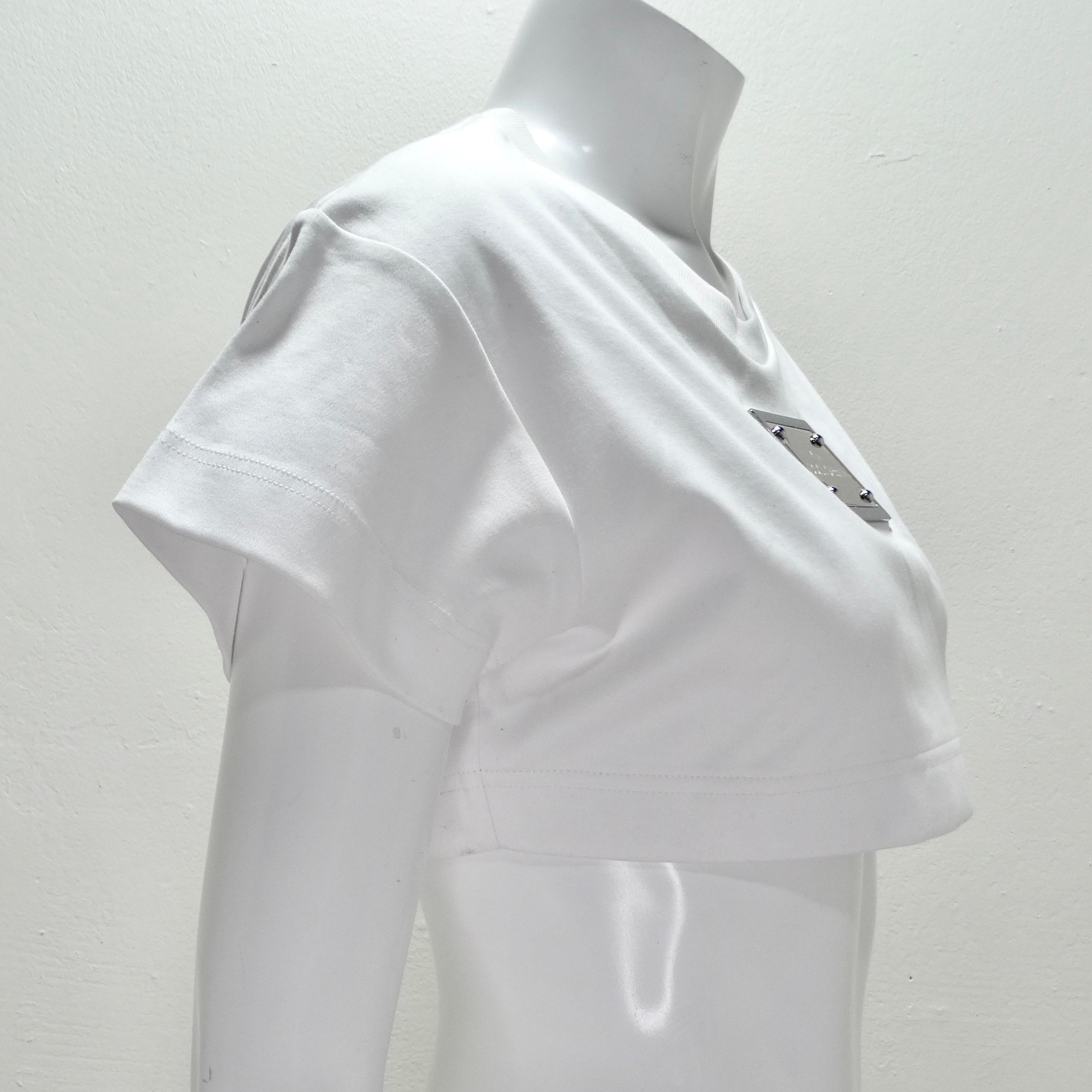 Dolce & Gabbana Kim White Cropped T-Shirt For Sale 1