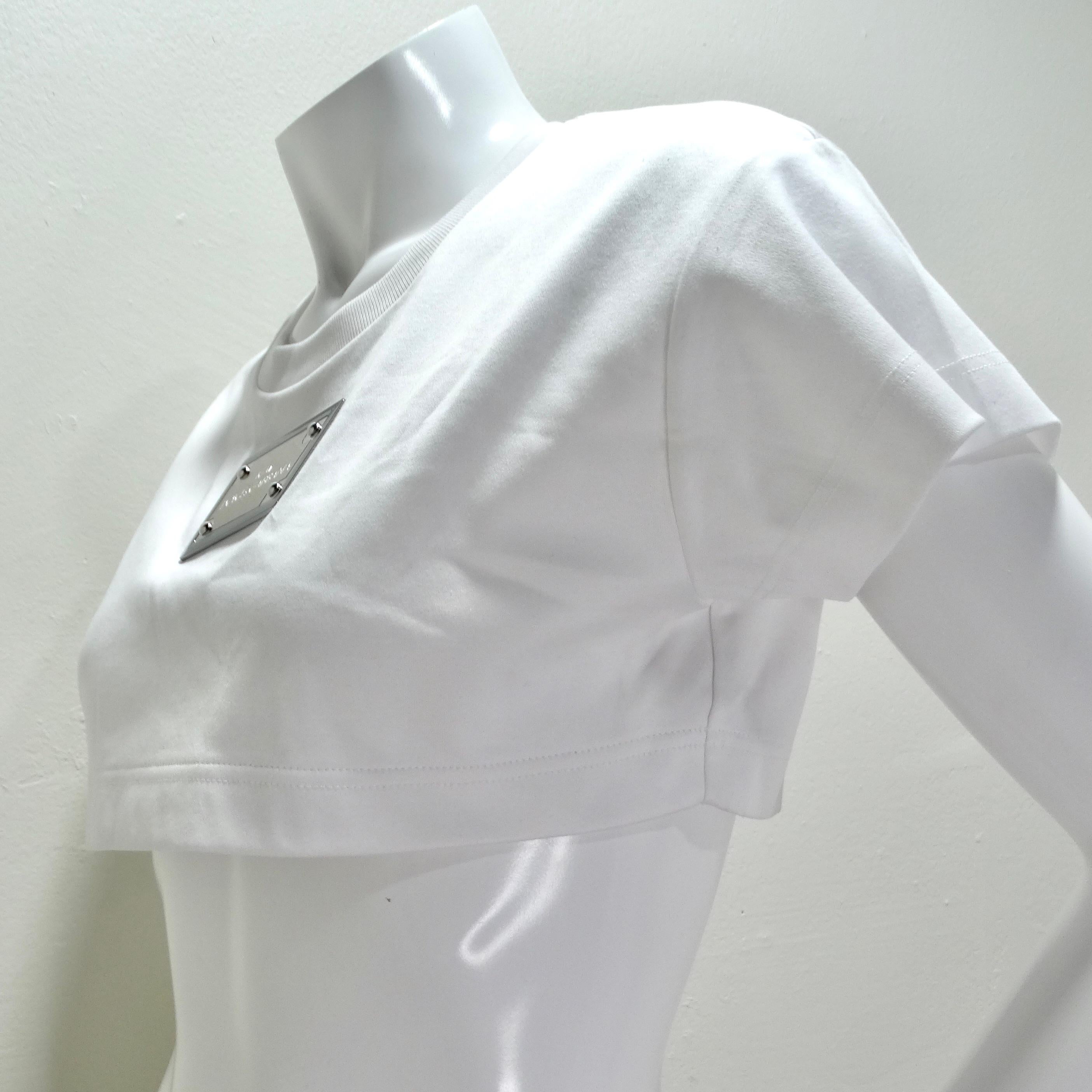 Dolce & Gabbana Kim White Cropped T-Shirt For Sale 3