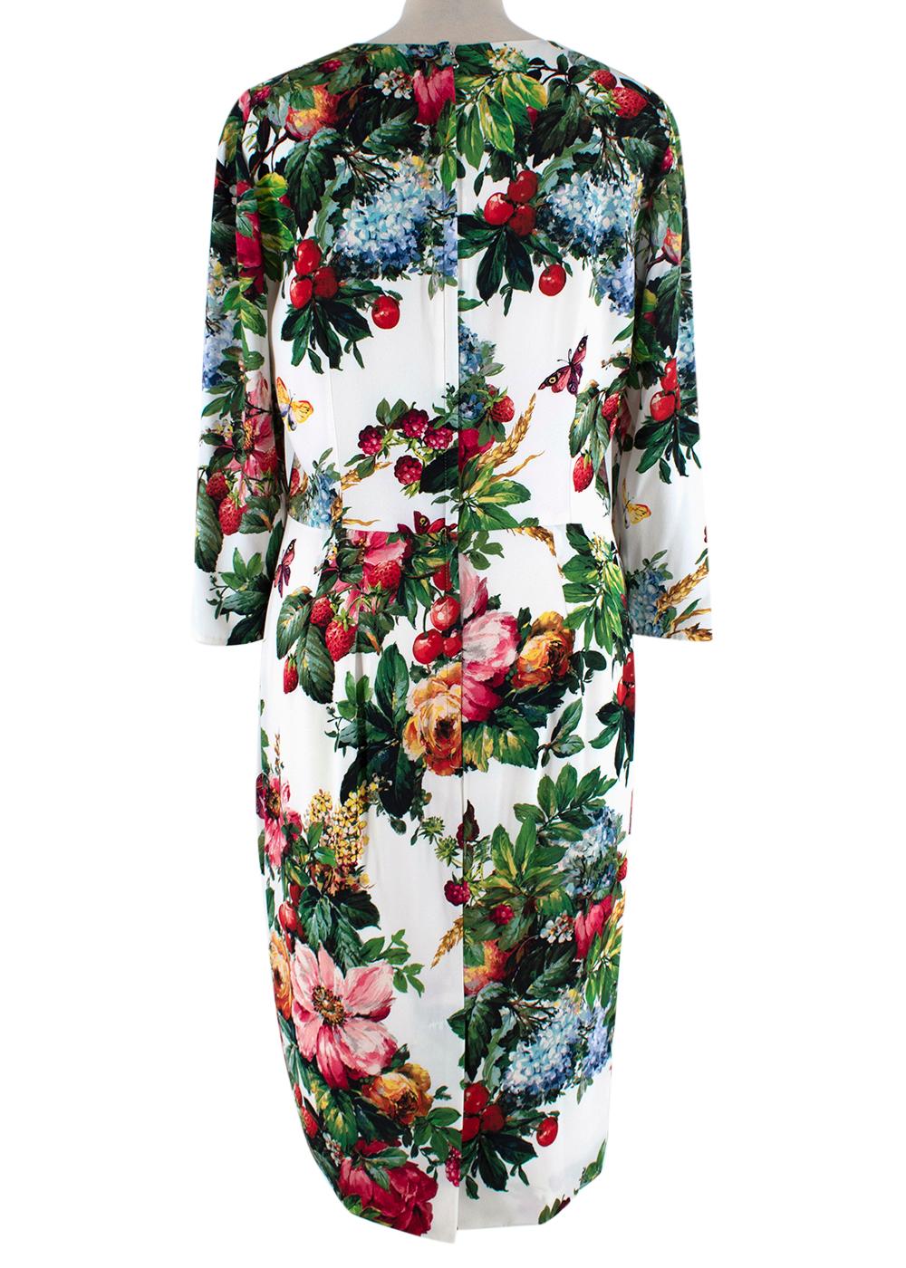 Dolce & Gabbana Knielanges weißes geblümtes Kleid - Us Größe 8 (Weiß) im Angebot