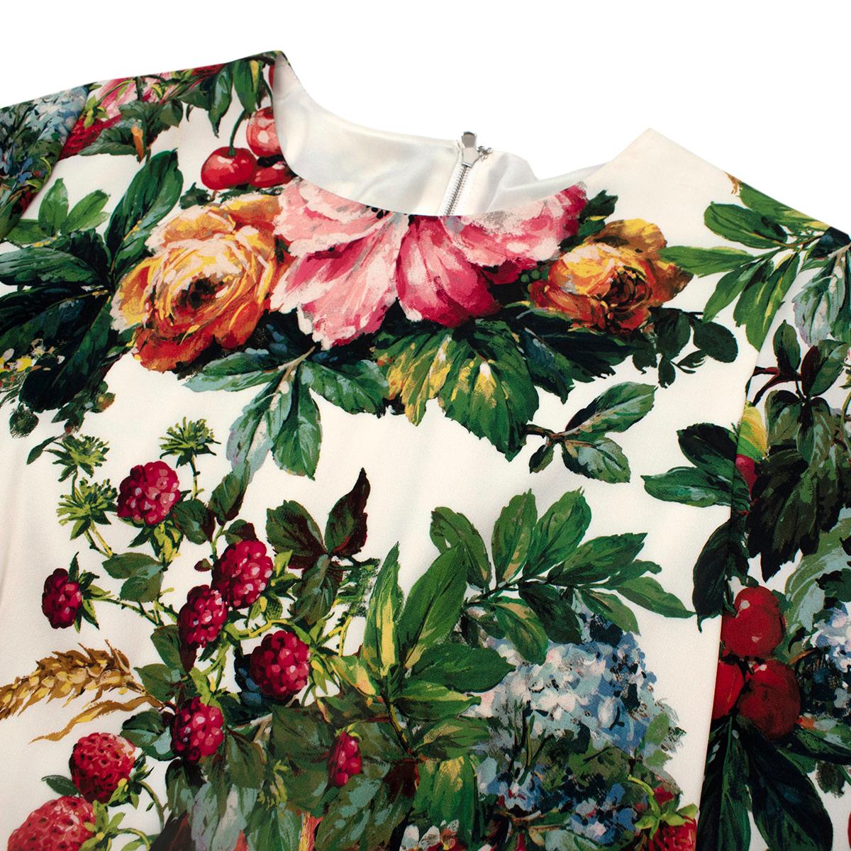 Dolce & Gabbana Knielanges weißes geblümtes Kleid - Us Größe 8 Damen im Angebot