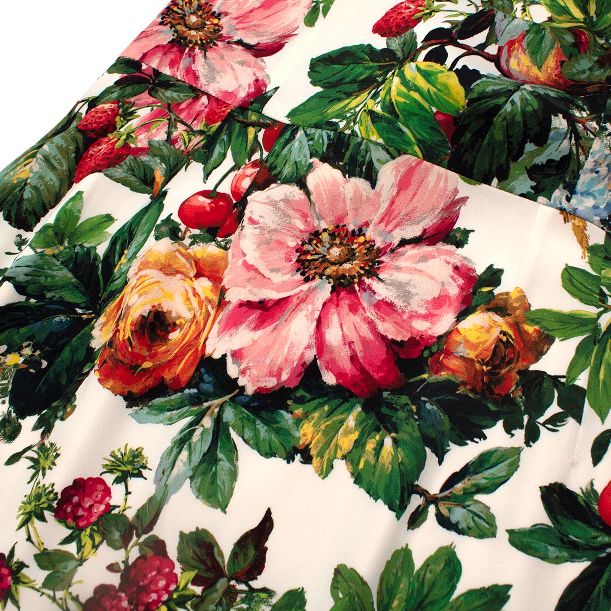 Dolce & Gabbana Knielanges weißes geblümtes Kleid - Us Größe 8 im Angebot 2