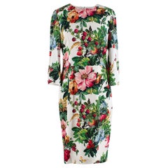 Dolce & Gabbana Knielanges weißes geblümtes Kleid - Us Größe 8