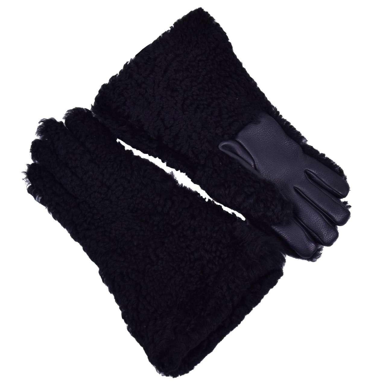 Dolce & Gabbana - Knight Fur Leather Gloves Black 8.5 / Men For Sale 1