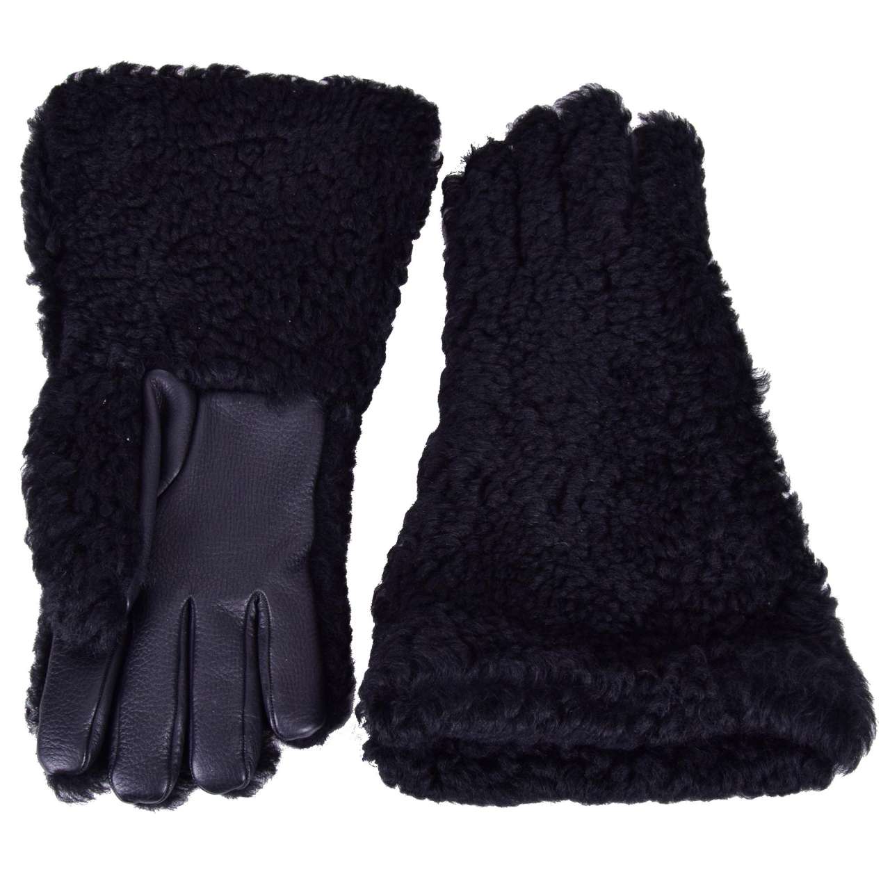 Dolce & Gabbana - Knight Fur Leather Gloves Black 9 / Men For Sale