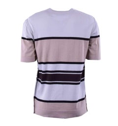 Dolce & Gabbana - Knitted Cotton Cashmere T-Shirt with Stripes Brown Beige 44