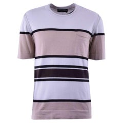 Dolce & Gabbana - Knitted Cotton Cashmere T-Shirt with Stripes Brown Beige 44