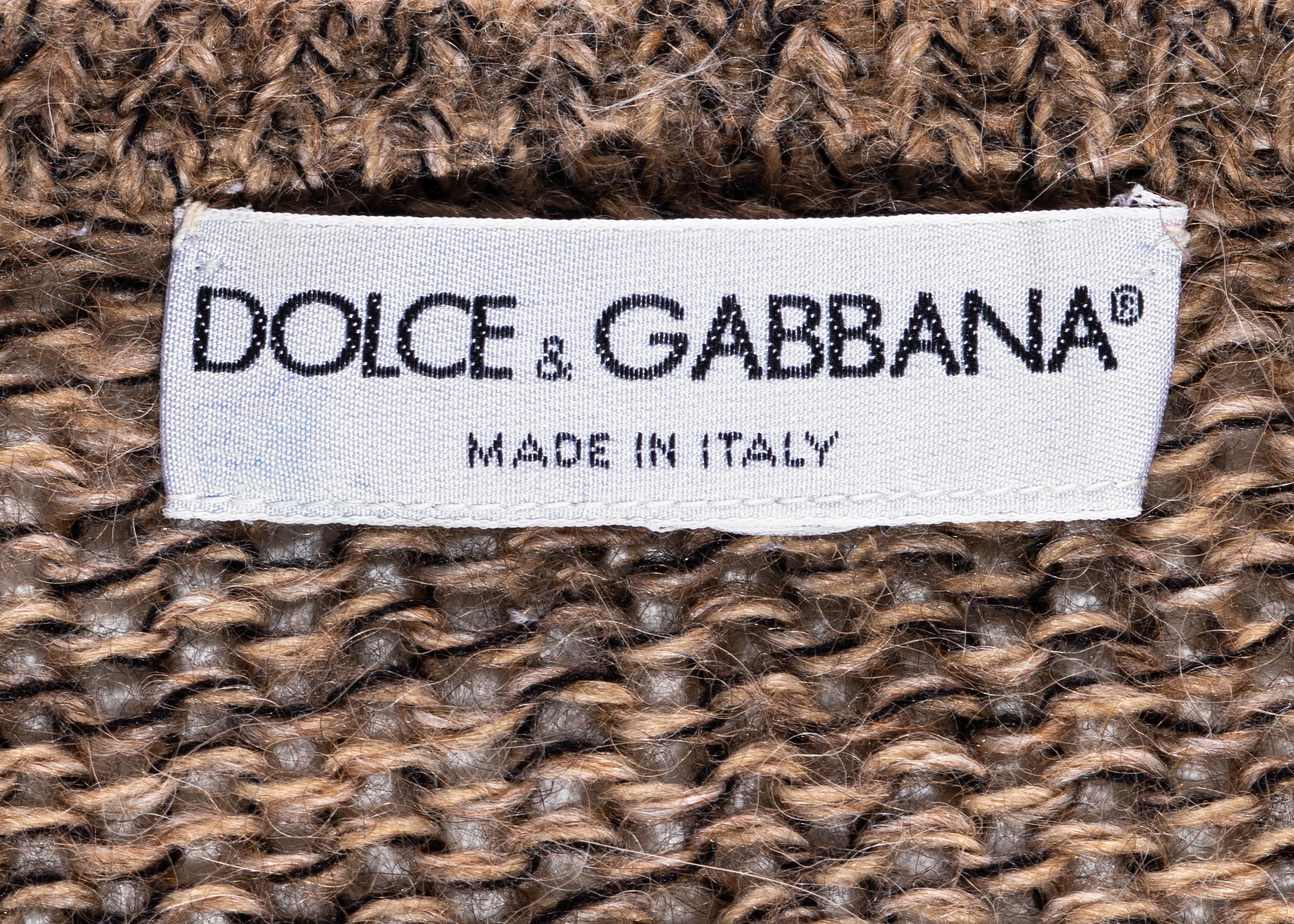 Dolce & Gabbana knitted oatmeal wool cropped long sleeve cardigan, ss 1999 2