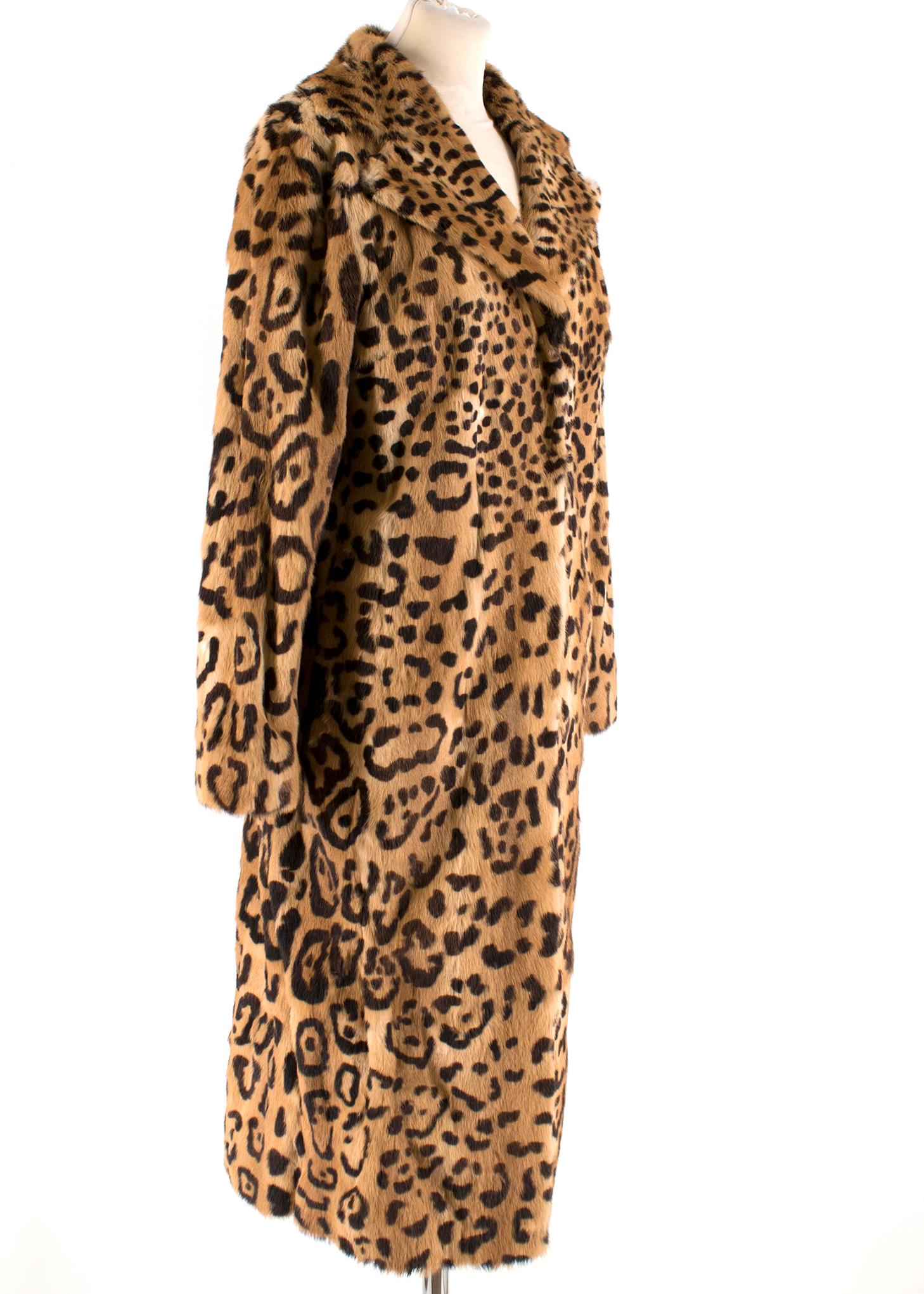 Dolce & Gabbana Kolinsky Fur Long Animal Print Coat 

- Snap Button Front Closure 
- Long Sleeves
- Leather Lined Side Pockets 
- Silk Blend Lining 
- Collar 

Specialist Clean Only 

Made in Italy 

Please note, these items are pre-owned and may
