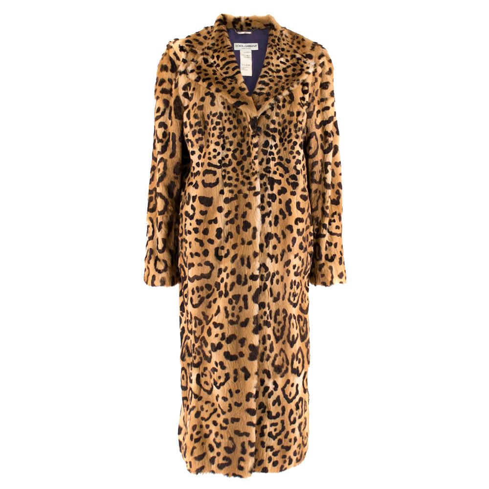 Dolce & Gabbana Kolinsky Fur Leopard Print Coat M 44