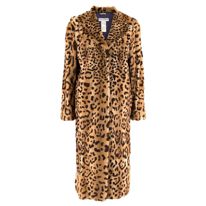 Dolce and Gabbana Kolinsky Fur Leopard Print Coat M 44 at 1stDibs