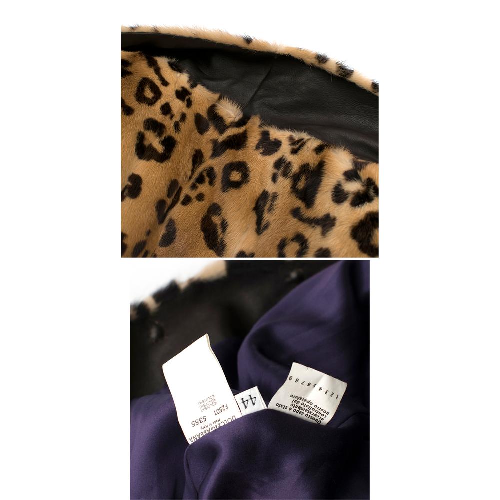 Brown Dolce & Gabbana Kolinsky Fur Leopard Print Coat - Size US 8