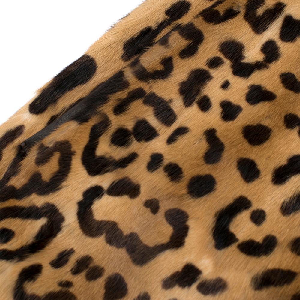 Women's Dolce & Gabbana Kolinsky Fur Leopard Print Coat - Size US 8
