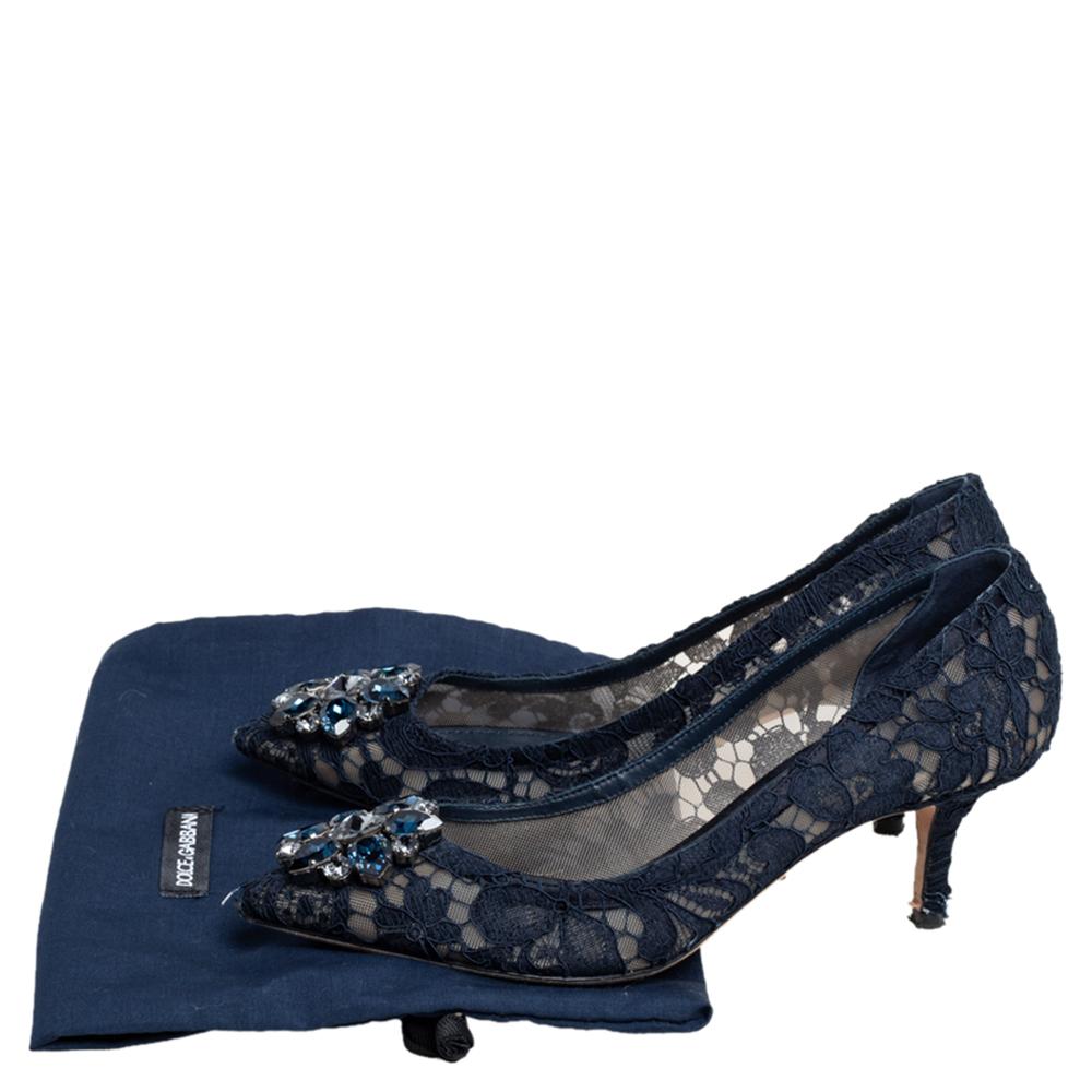 Dolce & Gabbana Spitze Bellucci Kristall verschönert spitze Zehenpumps Größe 37,5 5