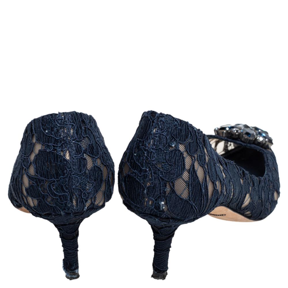 Dolce & Gabbana Spitze Bellucci Kristall verschönert spitze Zehenpumps Größe 37,5 Damen