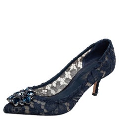 Dolce & Gabbana Spitze Bellucci Kristall verschönert spitze Zehenpumps Größe 37,5