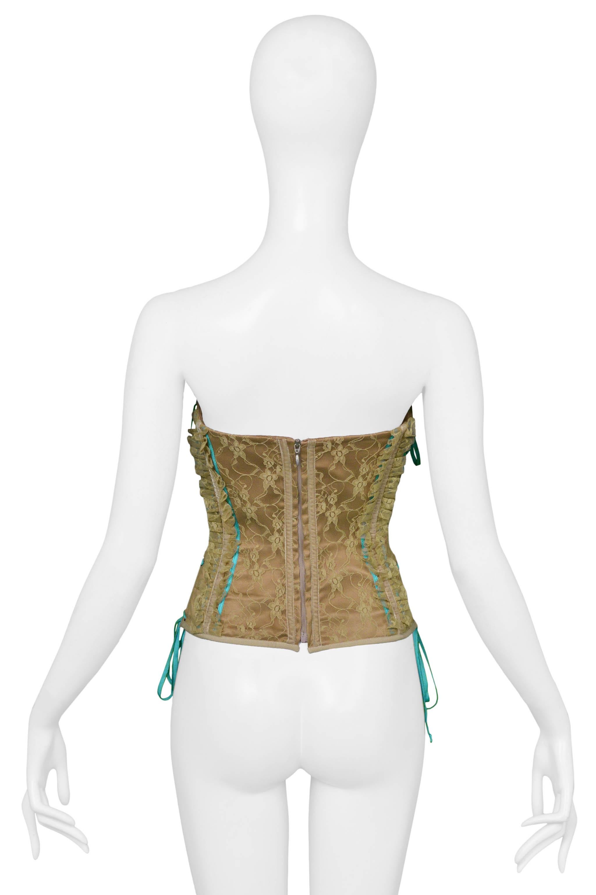 Women's Dolce & Gabbana Lace Corset Top With Blue Laces 2002 For Sale