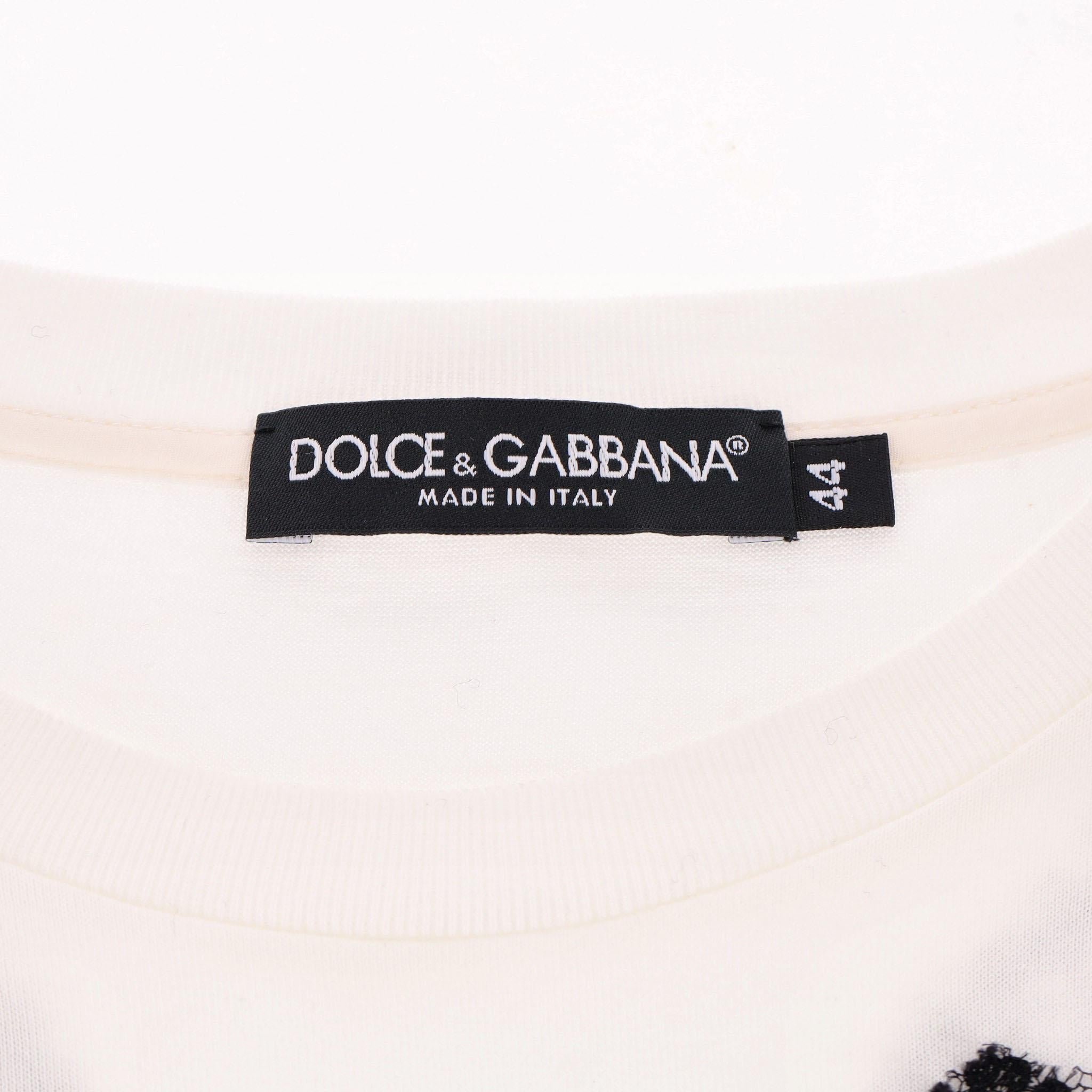 Dolce & Gabbana Lace Detailed Cotton T-Shirt For Sale 2