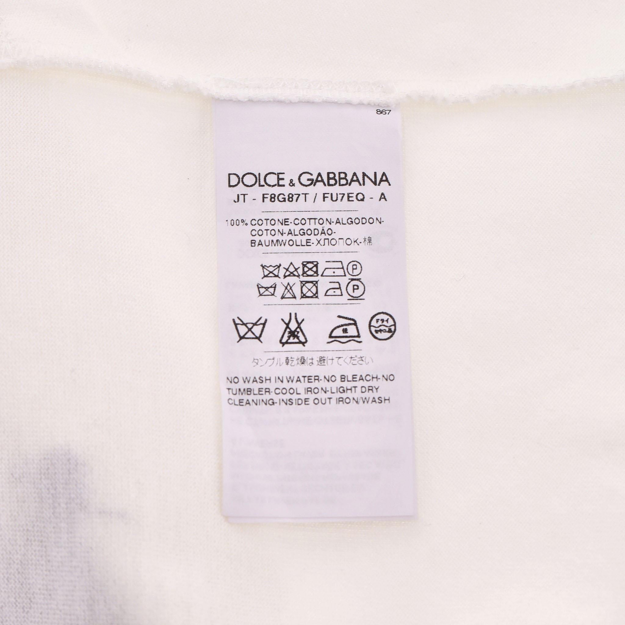 Dolce & Gabbana Lace Detailed Cotton T-Shirt For Sale 3