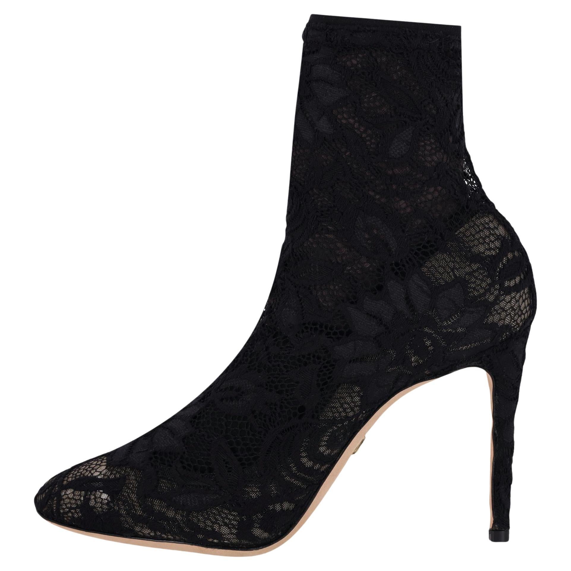 Dolce 
Gabbana Lace-Embellished Sock Ankle Boots For Sale