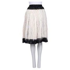 Dolce & Gabbana Lace Feather Skirt - Black/White - IT40/S