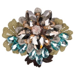 Dolce & Gabbana - Lace Flower Crystals Hair Clip Blue