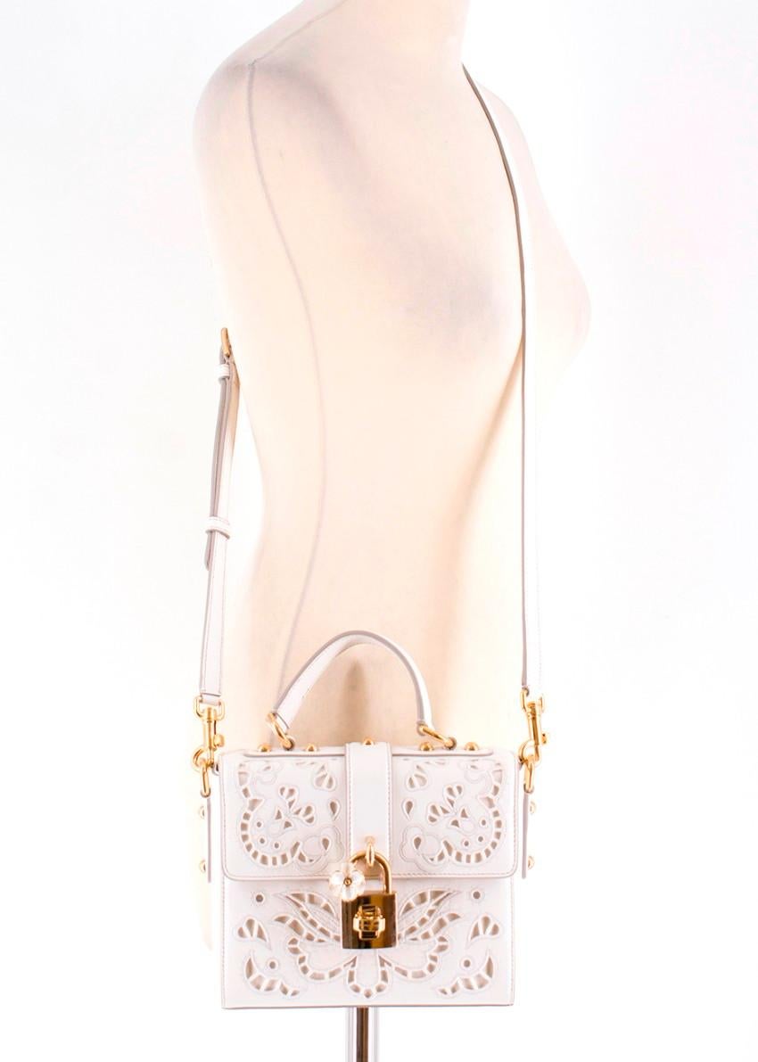 Women's Dolce & Gabbana Lace Padlock cut-out Leather Top Handle Bag 