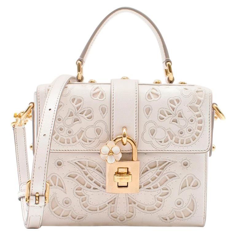 Dolce and Gabbana Lace Padlock cut-out Leather Top Handle Bag at 1stDibs