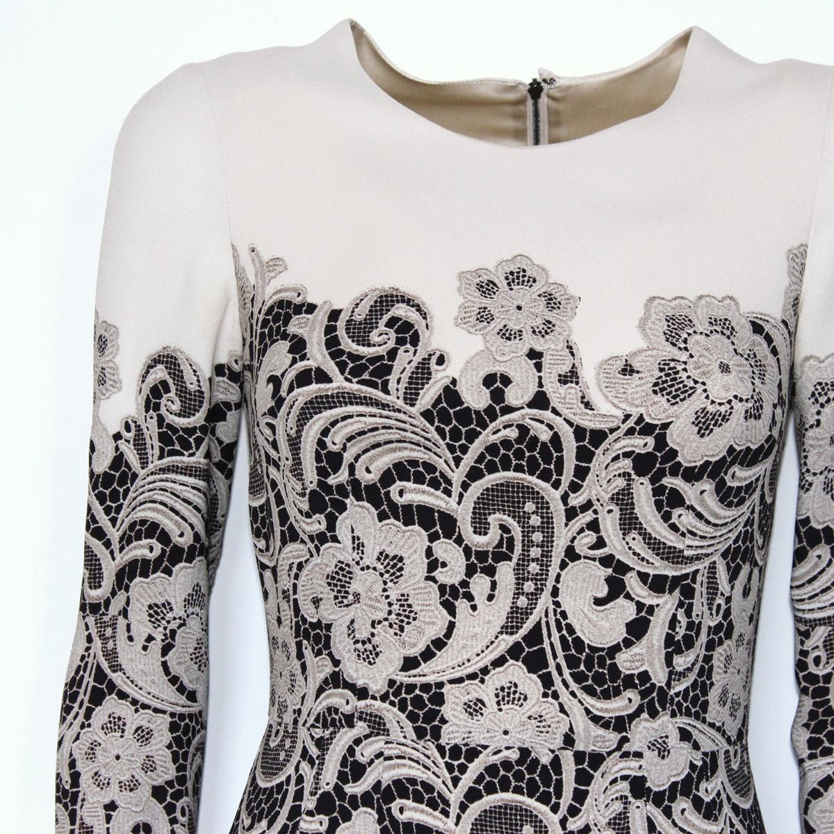 Gray Dolce & Gabbana Lace Printed Dress IT38