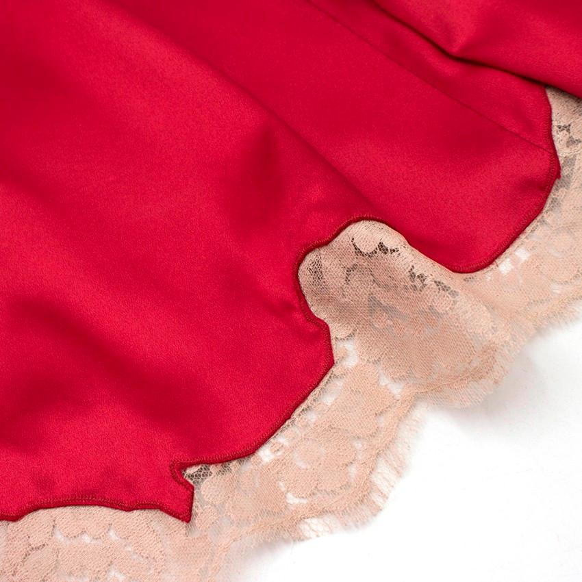 Red Dolce & Gabbana Lace Trim Silk Blend Robe US 0-2