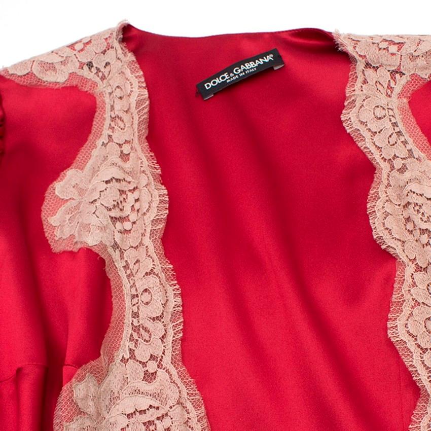 Dolce & Gabbana Lace Trim Silk Blend Robe US 0-2 Damen