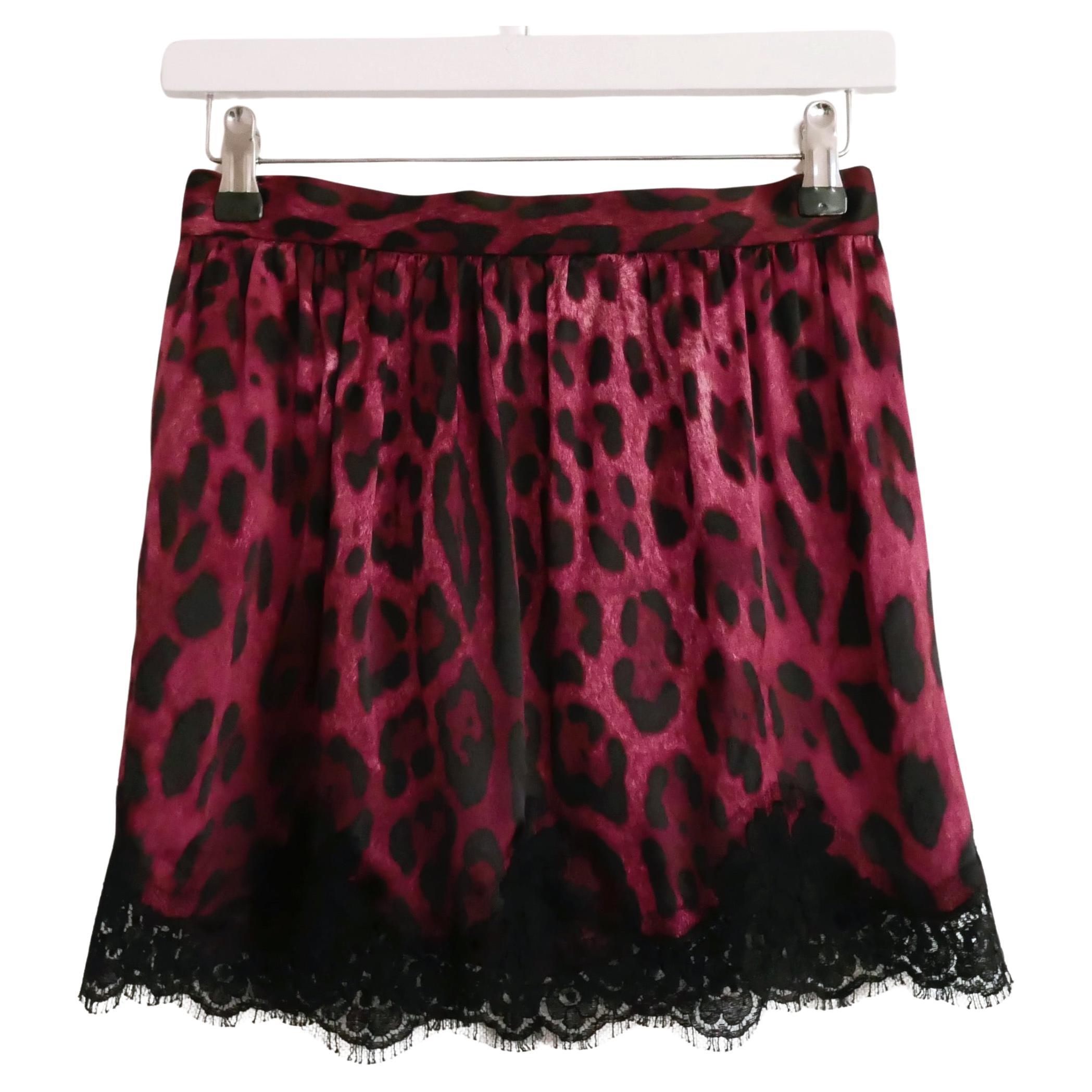 Dolce & Gabbana Lace Trim Silk Mini Skirt For Sale