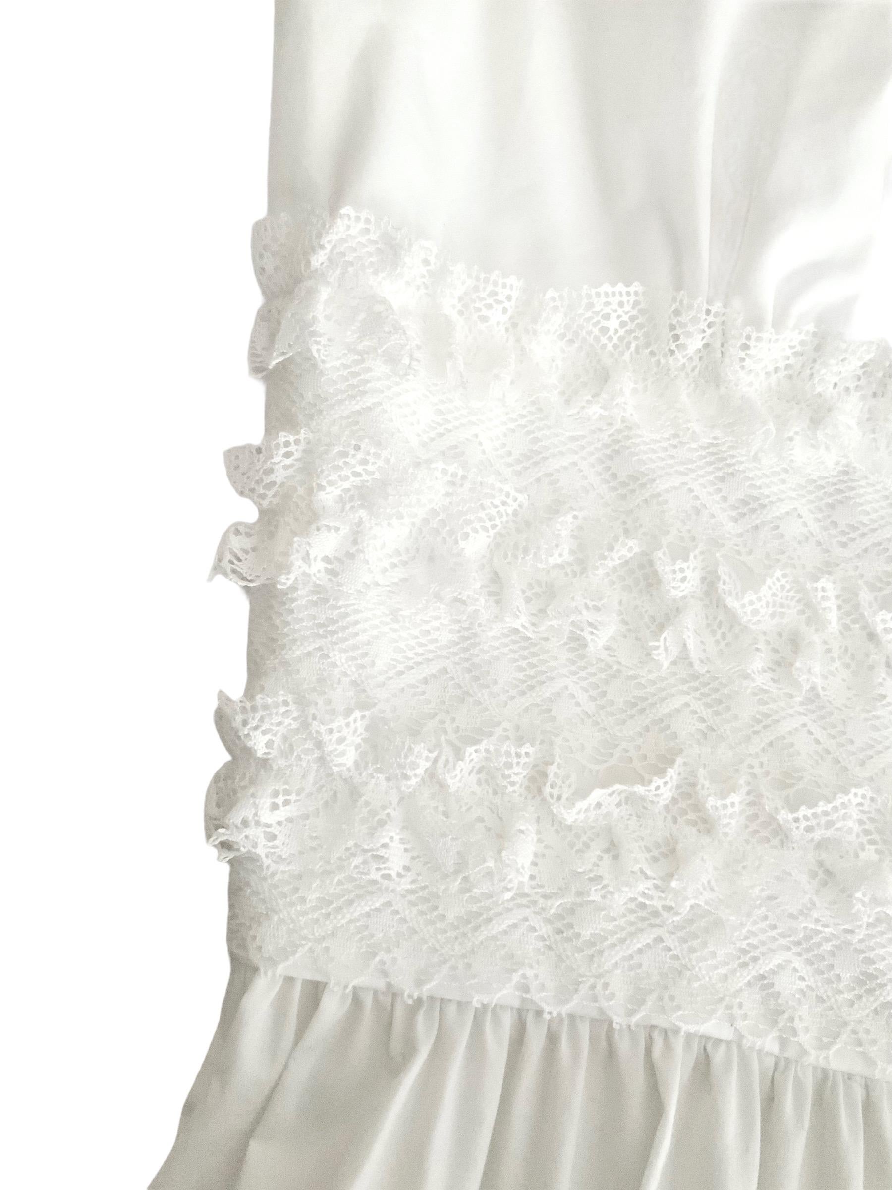 Gray Dolce & Gabbana Lace Trim White Poplin Dress