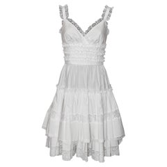 Dolce & Gabbana Lace Trim White Poplin Dress