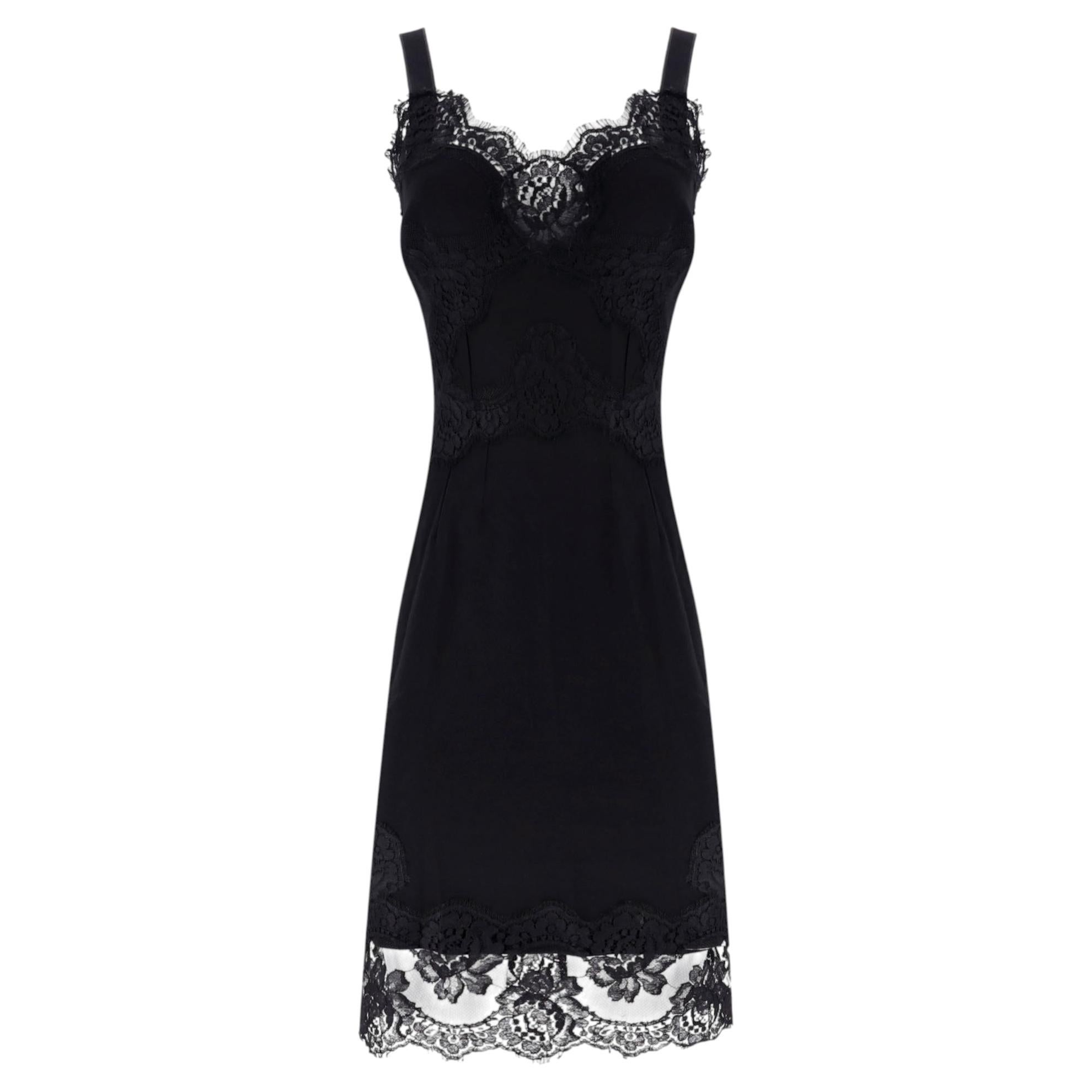 Dolce & Gabbana Lace-Trimmed Satin Slip Dress