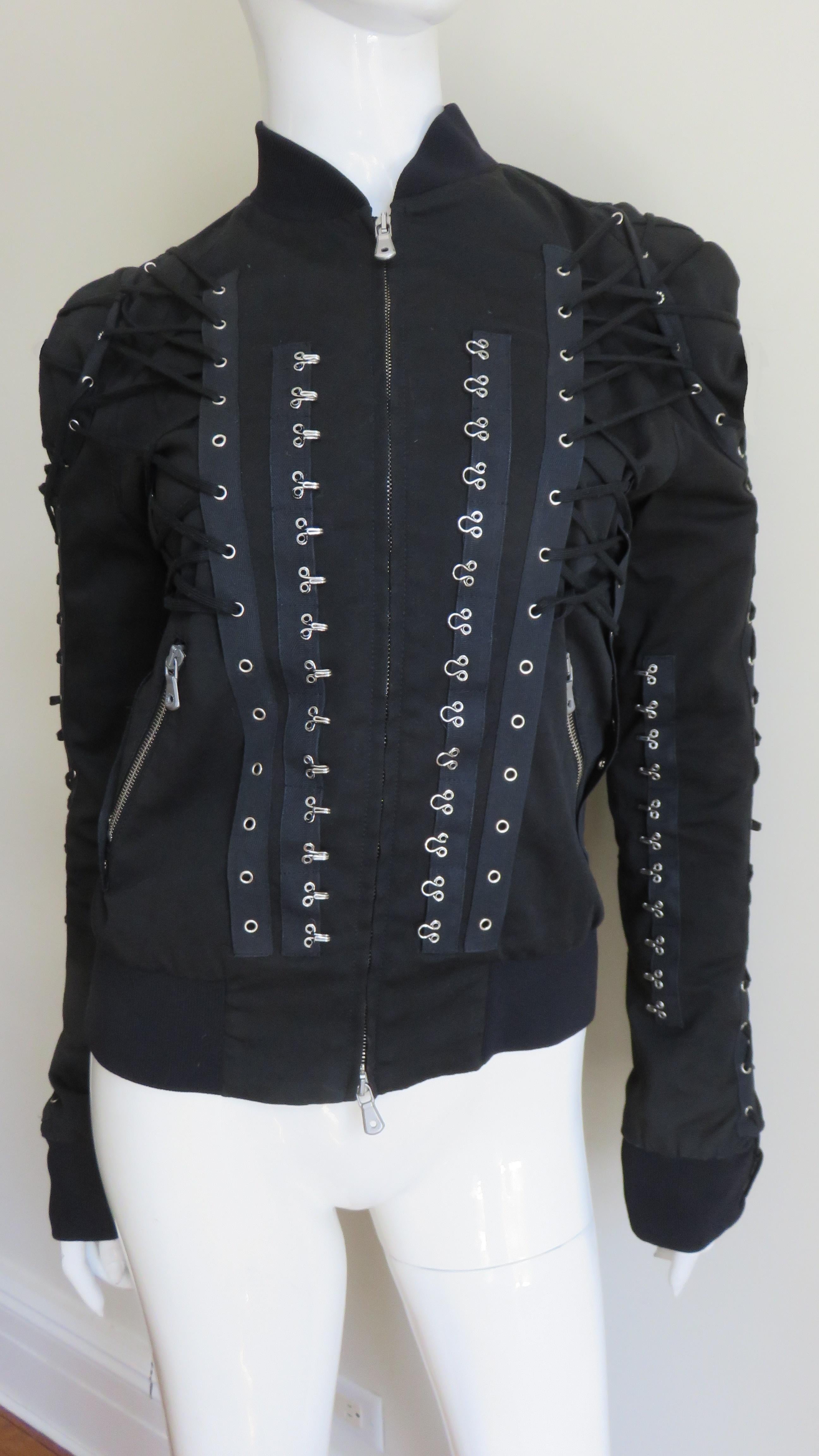 lace up leather jacket