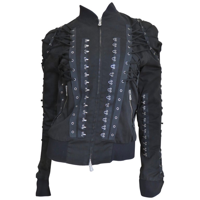 Dolce and Gabbana Lace Up and Hook Up Bomber Jacket For Sale at 1stdibs