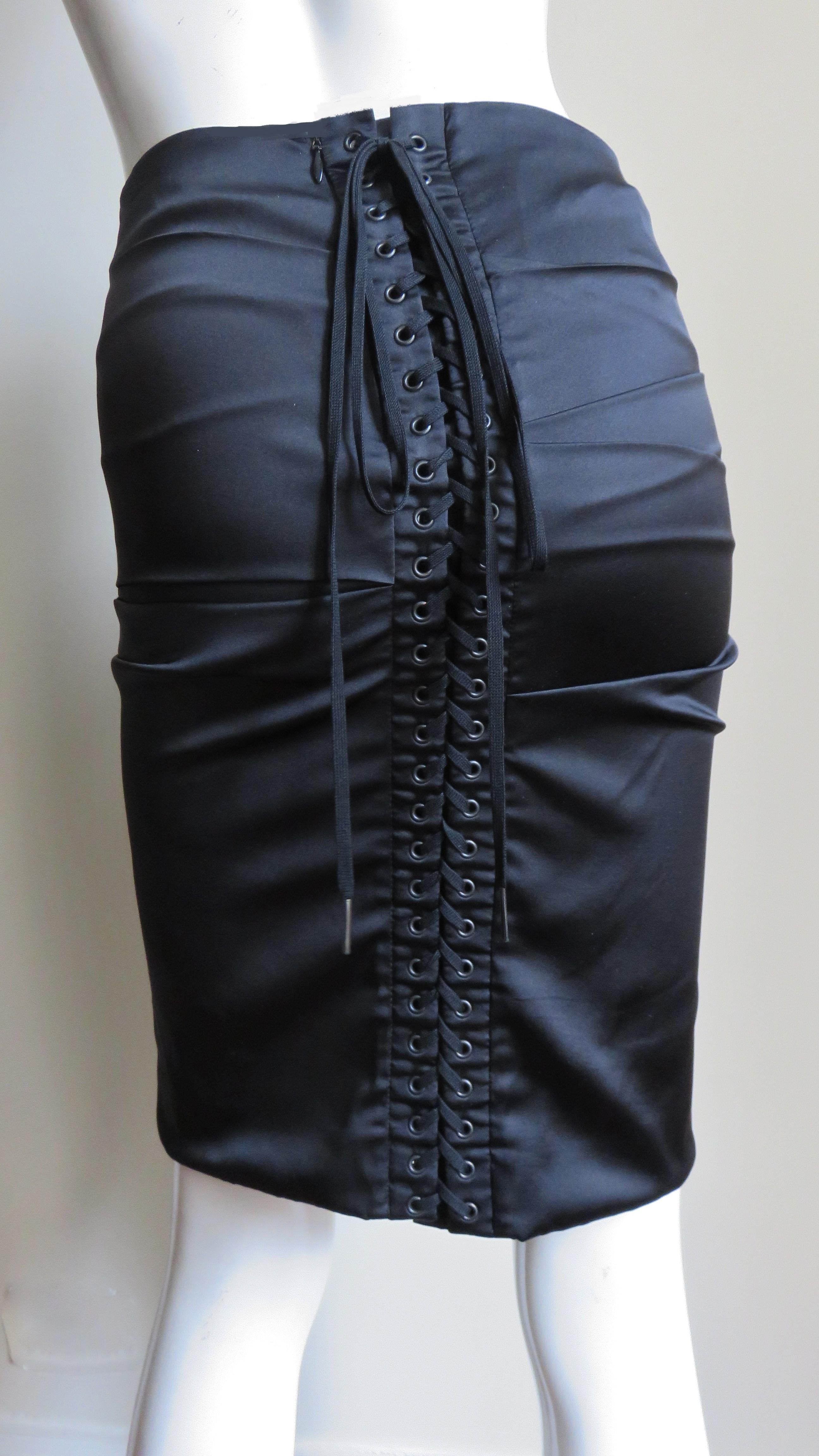 Dolce & Gabbana Lace up Silk Skirt In Excellent Condition For Sale In Water Mill, NY