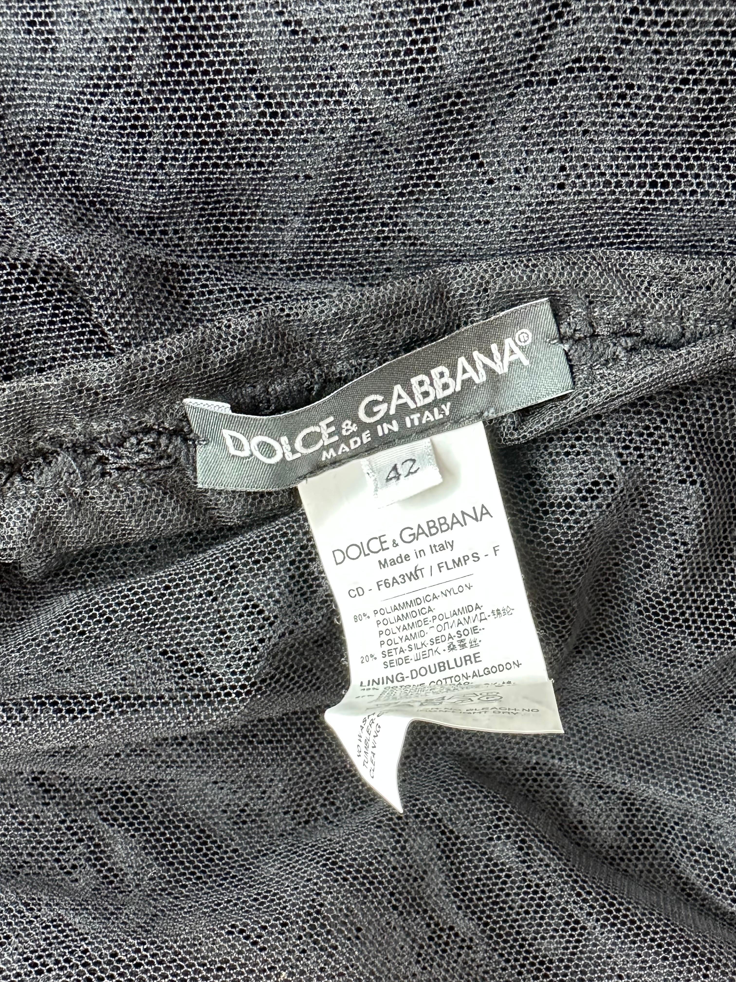 Dolce & Gabbana - Robe courte moulante noire à lacets et dentelle transparente en crochet en vente 3