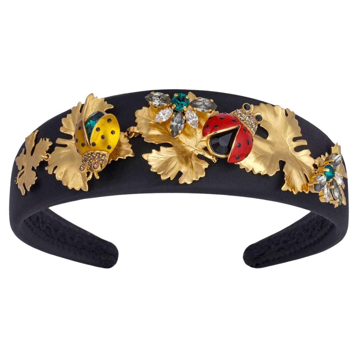Dolce & Gabbana - Ladybug Leaves Bugs Crystals Headband Tiara Gold
