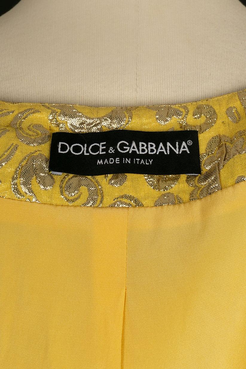Dolce & Gabbana Lamé Silk and Lamé Jacket Sewn with Beads For Sale 4