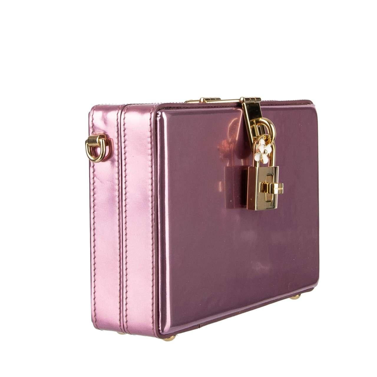 Dolce & Gabbana - Laminated Metallic Leather Bag DOLCE BOX Rose Pink In Excellent Condition For Sale In Erkrath, DE