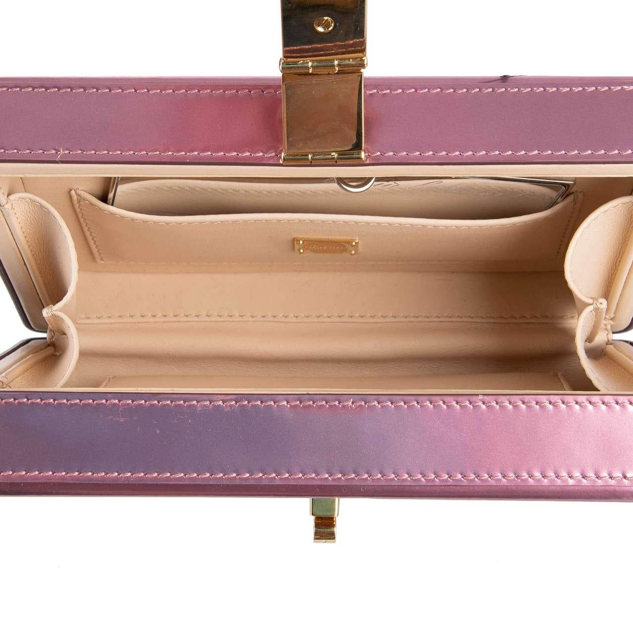 Dolce & Gabbana - Laminated Metallic Leather Bag DOLCE BOX Rose Pink For Sale 3