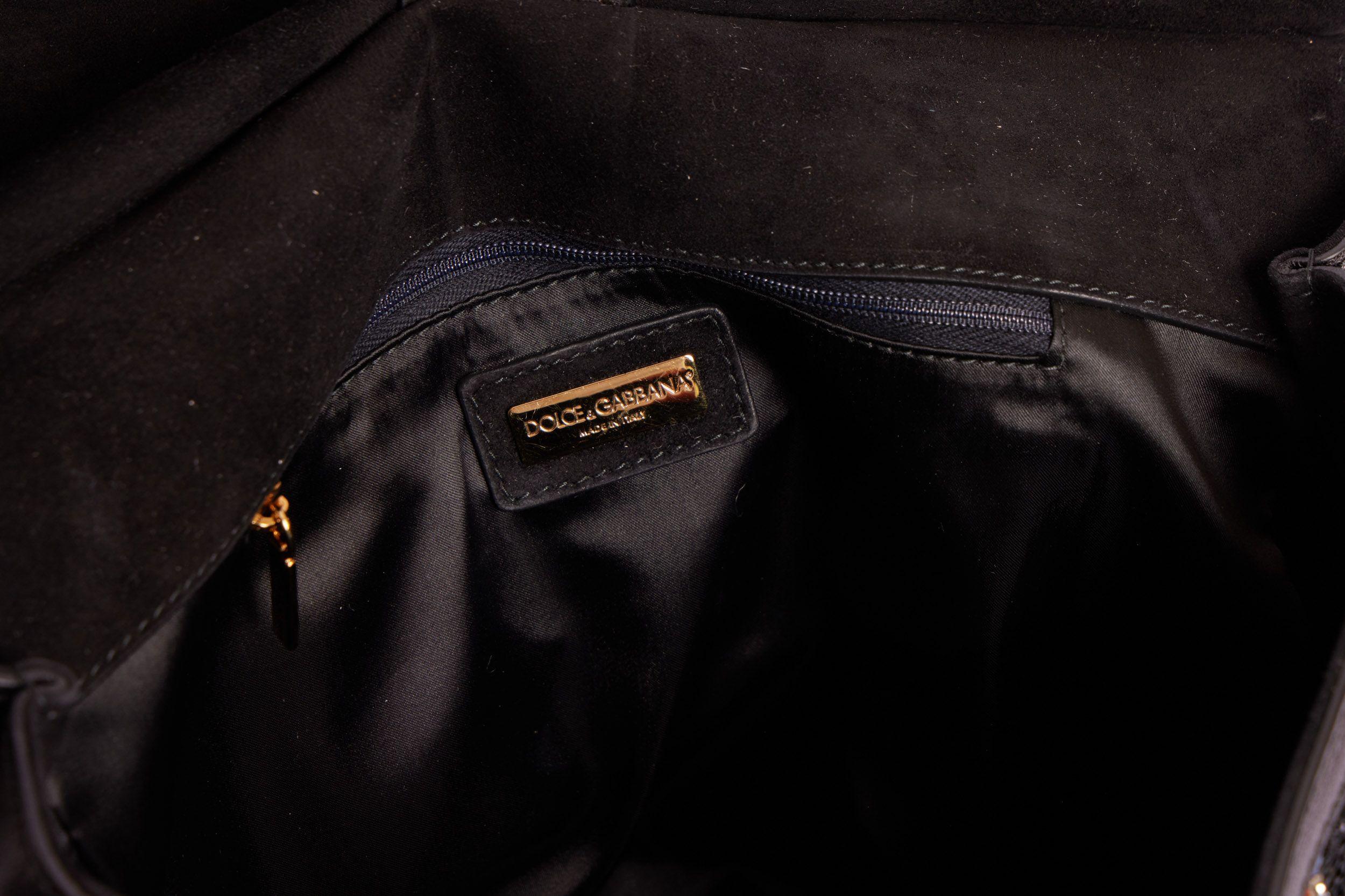 Dolce & Gabbana - Borsa grande con paillettes nera in vendita 2